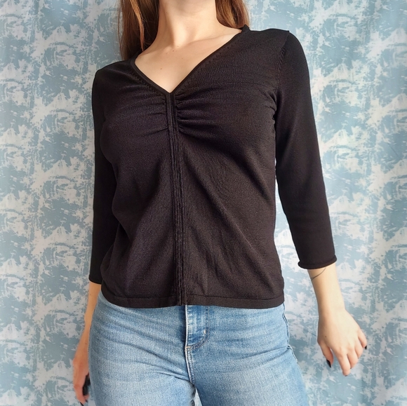 Black Ruched Blouse - Picture 1 of 5